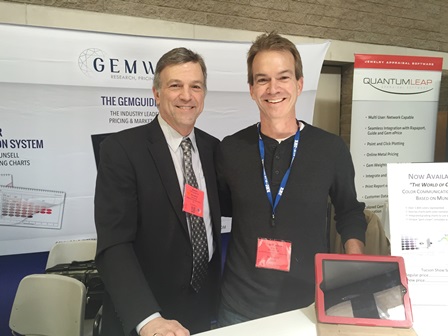 Stan Hogrebe with Richard Drucker in Gemworld International’s both at the AGTA Fair