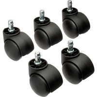 Caster Set, Swivel Non-Brake, Plastic Black (Set of 5)